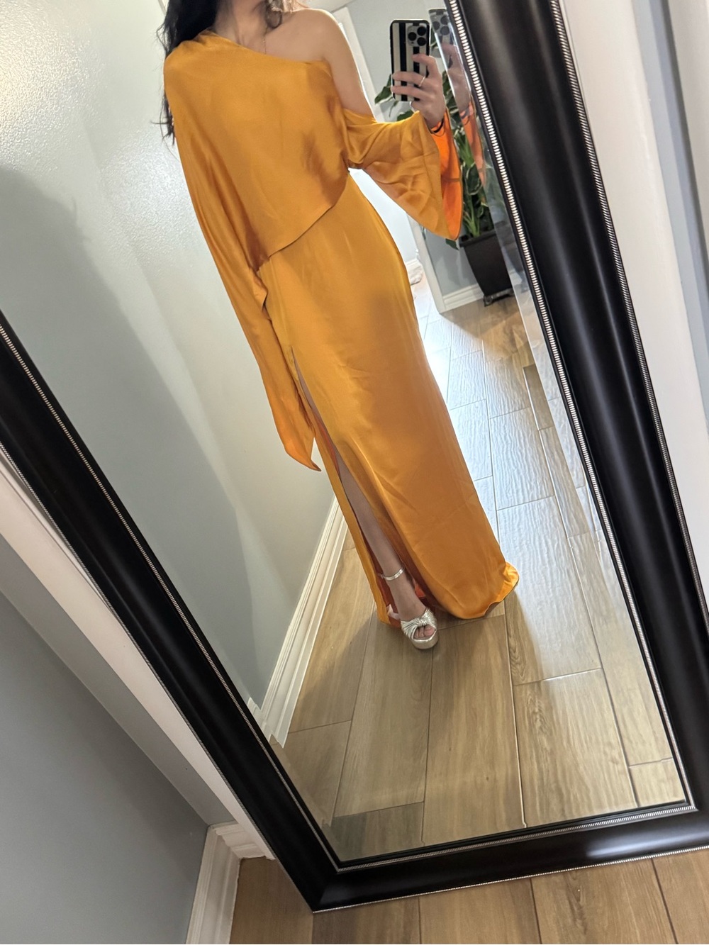 Andrea Iyamah One-Shoulder Orange Maxi Gown